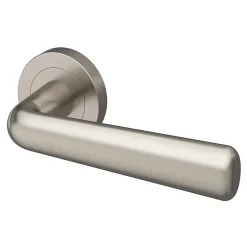 Ensemble poignée sur rosace rond à visser GoodHome Dizel effet nickel satin gris Ø50mm