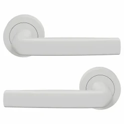 Ensemble poignée sur rosace Incurvé à visser GoodHome Primel mat blanc Ø52mm