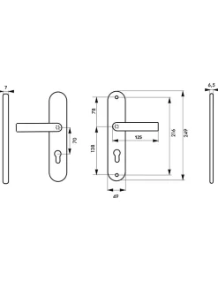 Ensemble poignées de sécurité pour porte d'entrée, béquille double, entr'axe de fixation 216mm, couleur F2 - THIRARD