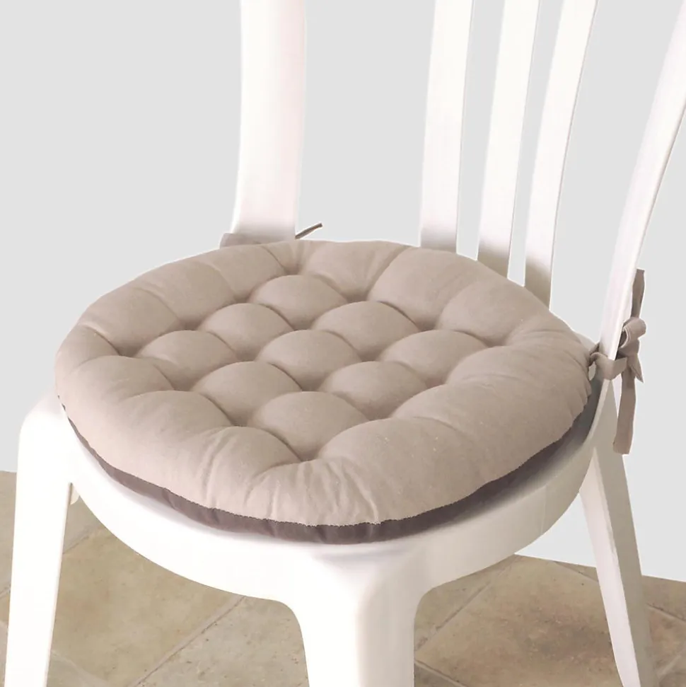 ERROR - Lot de 2 Galettes de Chaise Rondes Bicolores 40cm Dylrev - Taupe et Anthracite