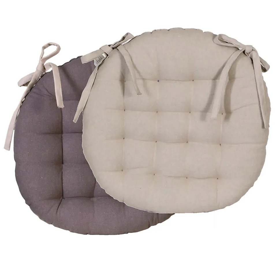 ERROR - Lot de 2 Galettes de Chaise Rondes Bicolores 40cm Dylrev - Taupe et Anthracite