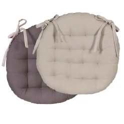 ERROR - Lot de 2 Galettes de Chaise Rondes Bicolores 40cm Dylrev - Taupe et Anthracite