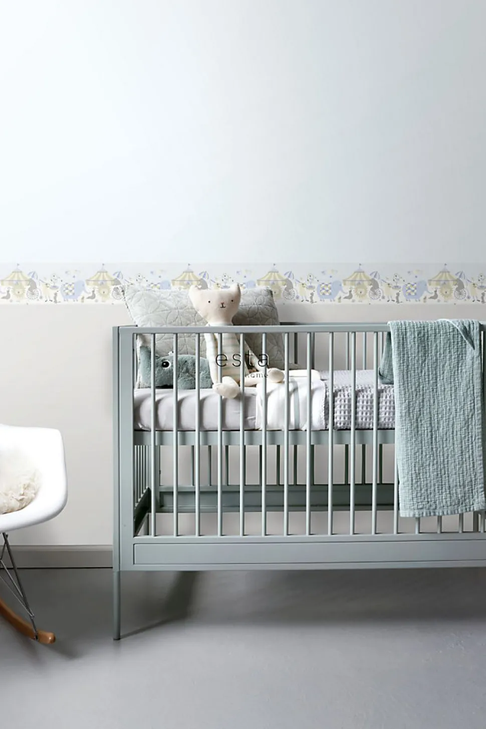 ESTAhome frise papier peint l'univers du cirque rose clair, bleu clair et beige - 500 x 26.5 cm - 178702