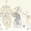 ESTAhome frise papier peint l'univers du cirque gris clair, beige et blanc brillant - 500 x 26.5 cm - 178703