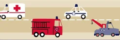ESTAhome frise papier peint camions de pompiers et voitures de police beige, rouge et bleu - 500 x 17.6 cm - 177305