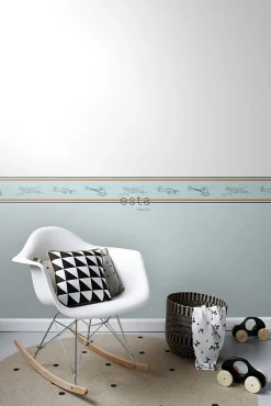 ESTAhome frise papier peint avions rouge et bleu - 500 x 13.25 cm - 174603