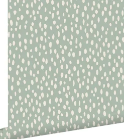 ESTAhome papier peint à motif de petits points vert menthe et blanc - 53 cm x 10.05 m - 139256