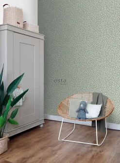 ESTAhome papier peint à motif de petits points vert menthe et blanc - 53 cm x 10.05 m - 139256