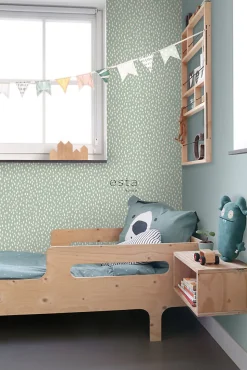 ESTAhome papier peint à motif de petits points vert menthe et blanc - 53 cm x 10.05 m - 139256