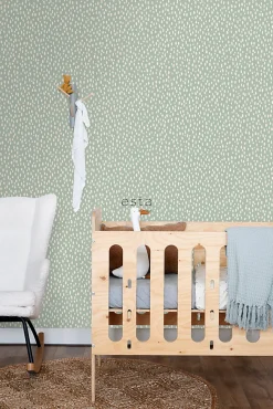 ESTAhome papier peint à motif de petits points vert menthe et blanc - 53 cm x 10.05 m - 139256