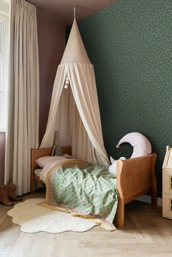 ESTAhome papier peint à motif de petits points vert foncé et or - 53 cm x 10.05 m - 139275