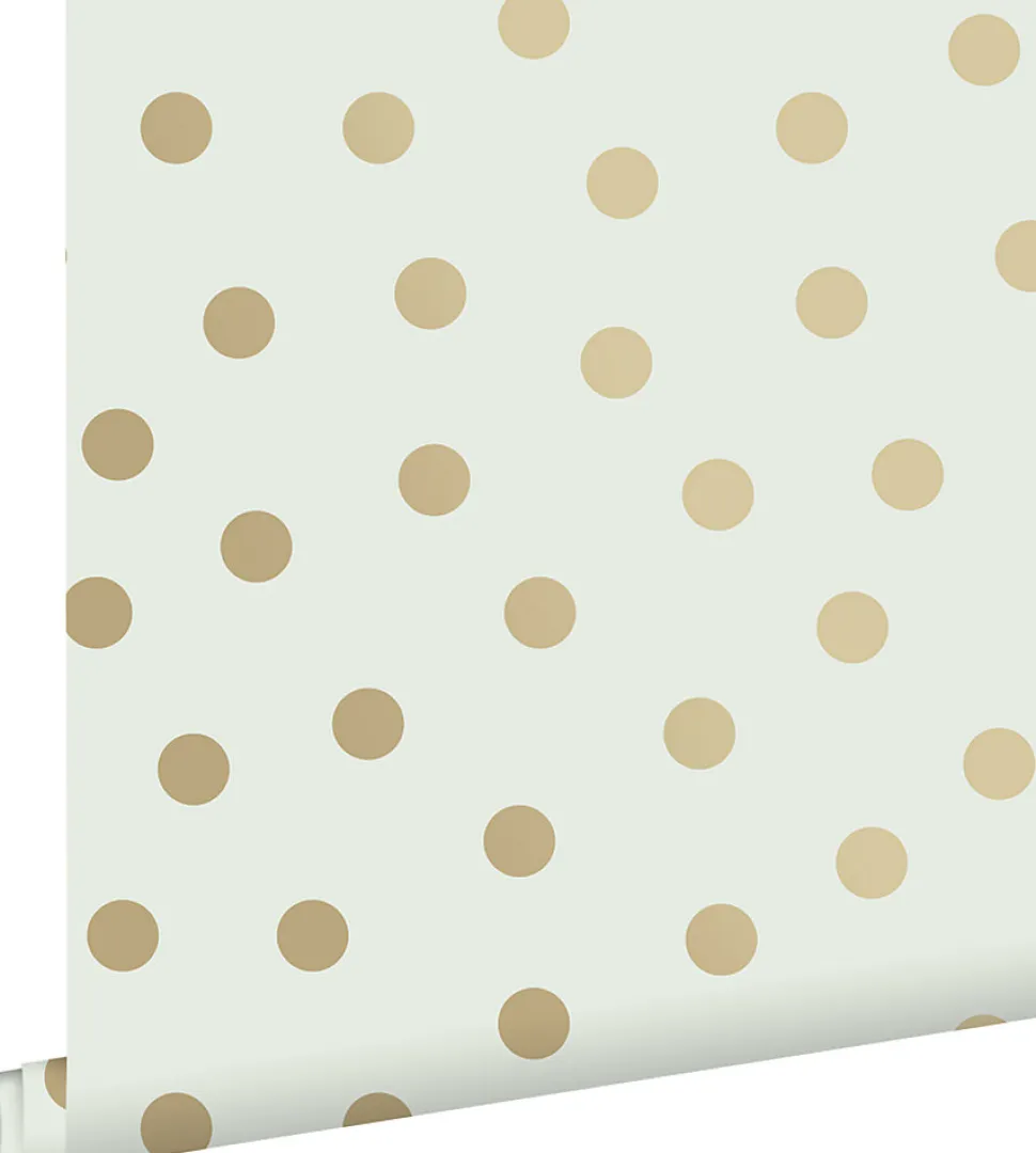 ESTAhome papier peint à motif de petits points blanc cassé et or - 53 cm x 10.05 m - 139243