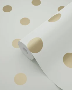 ESTAhome papier peint à motif de petits points blanc cassé et or - 53 cm x 10.05 m - 139243