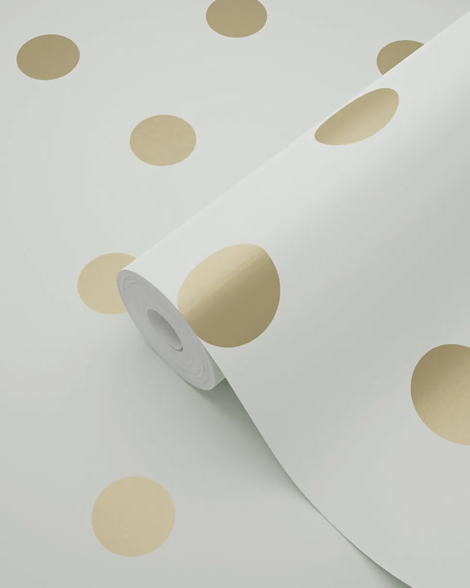 ESTAhome papier peint à motif de petits points blanc cassé et or - 53 cm x 10.05 m - 139243