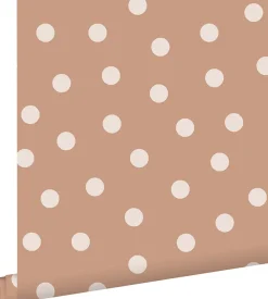 ESTAhome papier peint à motif de petits points terracotta et blanc crème - 53 cm x 10.05 m - 139355
