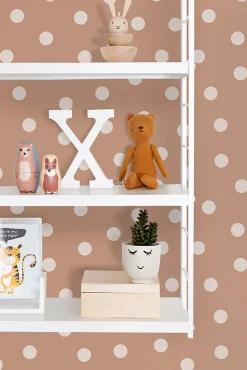 ESTAhome papier peint à motif de petits points terracotta et blanc crème - 53 cm x 10.05 m - 139355