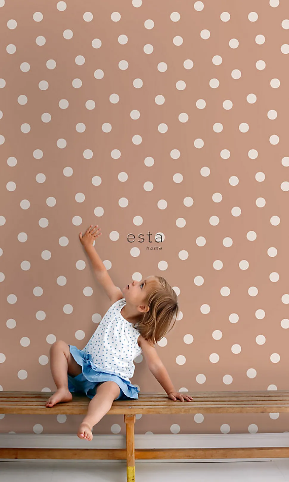 ESTAhome papier peint à motif de petits points terracotta et blanc crème - 53 cm x 10.05 m - 139355