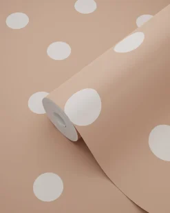 ESTAhome papier peint à motif de petits points terracotta et blanc crème - 53 cm x 10.05 m - 139355