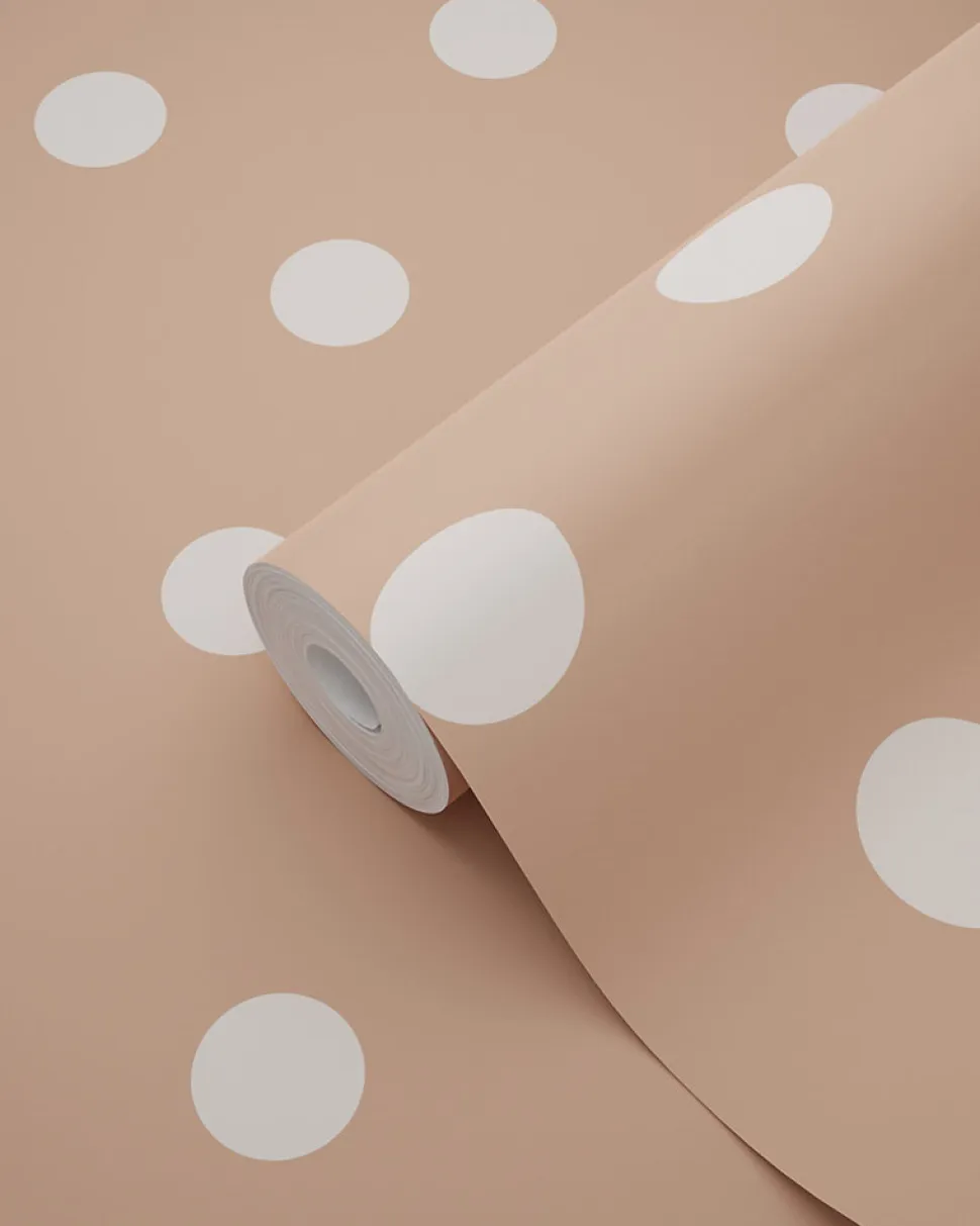 ESTAhome papier peint à motif de petits points terracotta et blanc crème - 53 cm x 10.05 m - 139355