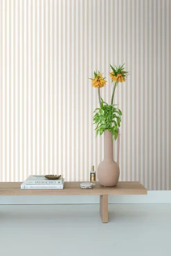 ESTAhome papier peint à rayures beige et blanc - 53 cm x 10.05 m - 130949