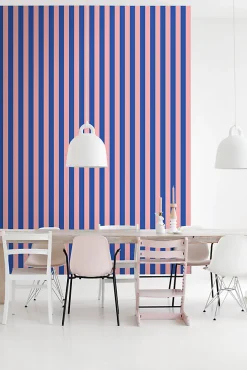 ESTAhome papier peint à rayures rose clair et bleu - 53 cm x 10.05 m - 139907
