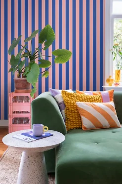 ESTAhome papier peint à rayures rose clair et bleu - 53 cm x 10.05 m - 139907