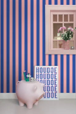 ESTAhome papier peint à rayures rose clair et bleu - 53 cm x 10.05 m - 139907