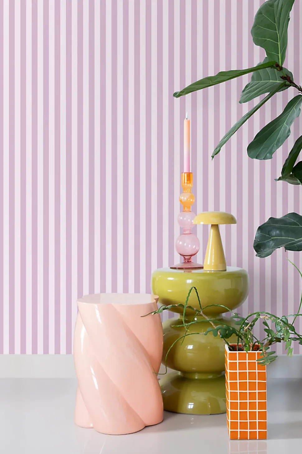 ESTAhome papier peint à rayures violet - 53 cm x 10.05 m - 130954