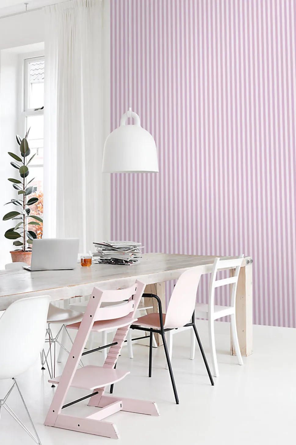 ESTAhome papier peint à rayures violet - 53 cm x 10.05 m - 130954