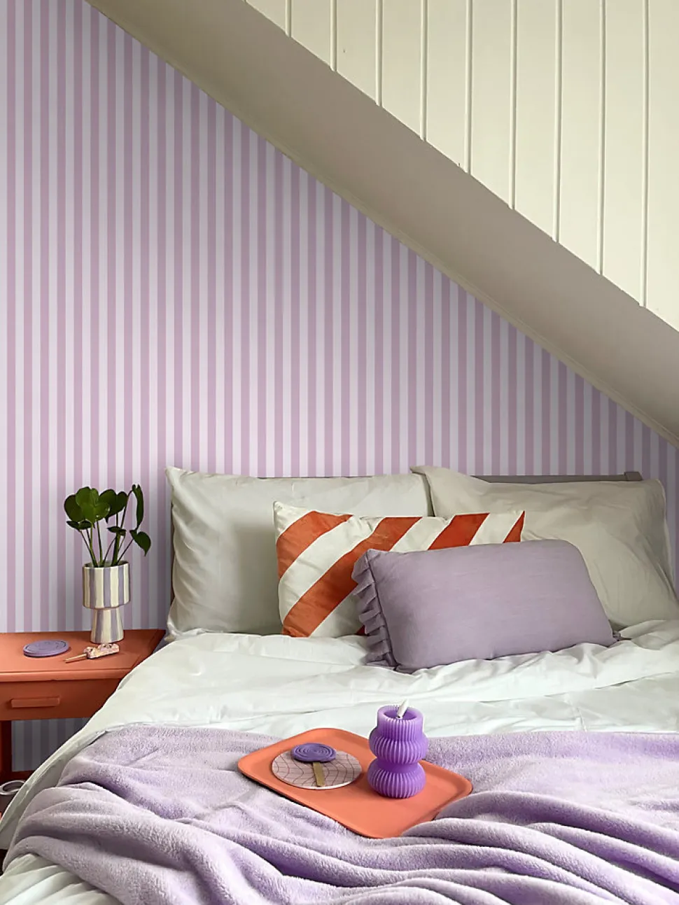 ESTAhome papier peint à rayures violet - 53 cm x 10.05 m - 130954