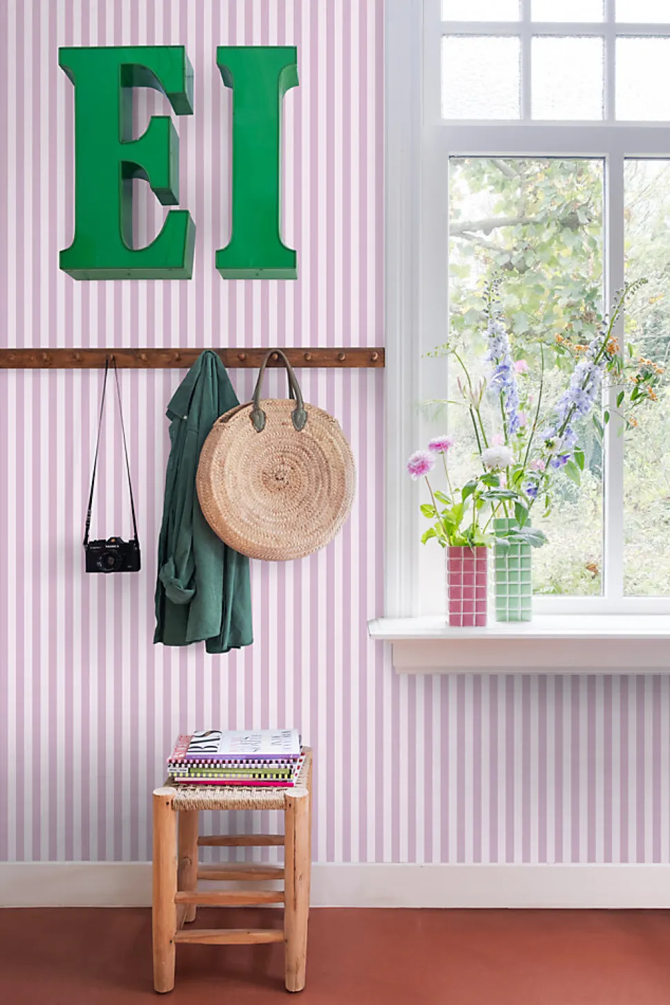 ESTAhome papier peint à rayures violet - 53 cm x 10.05 m - 130954