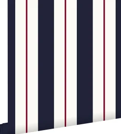 ESTAhome papier peint à rayures bleu et rouge - 53 cm x 10.05 m - 136415