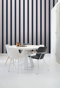 ESTAhome papier peint à rayures bleu et rouge - 53 cm x 10.05 m - 136415