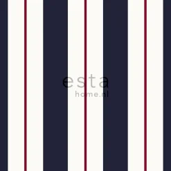 ESTAhome papier peint à rayures bleu et rouge - 53 cm x 10.05 m - 136415