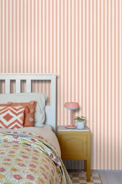 ESTAhome papier peint à rayures rose terracotta - 53 cm x 10.05 m - 130950