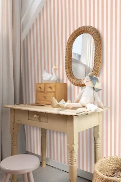 ESTAhome papier peint à rayures rose terracotta - 53 cm x 10.05 m - 130950