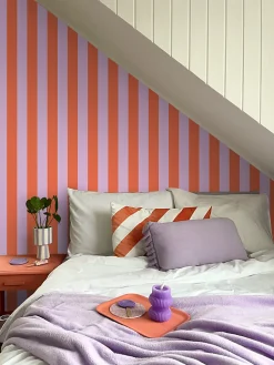 ESTAhome papier peint à rayures orange et lilas violet - 53 cm x 10.05 m - 139904
