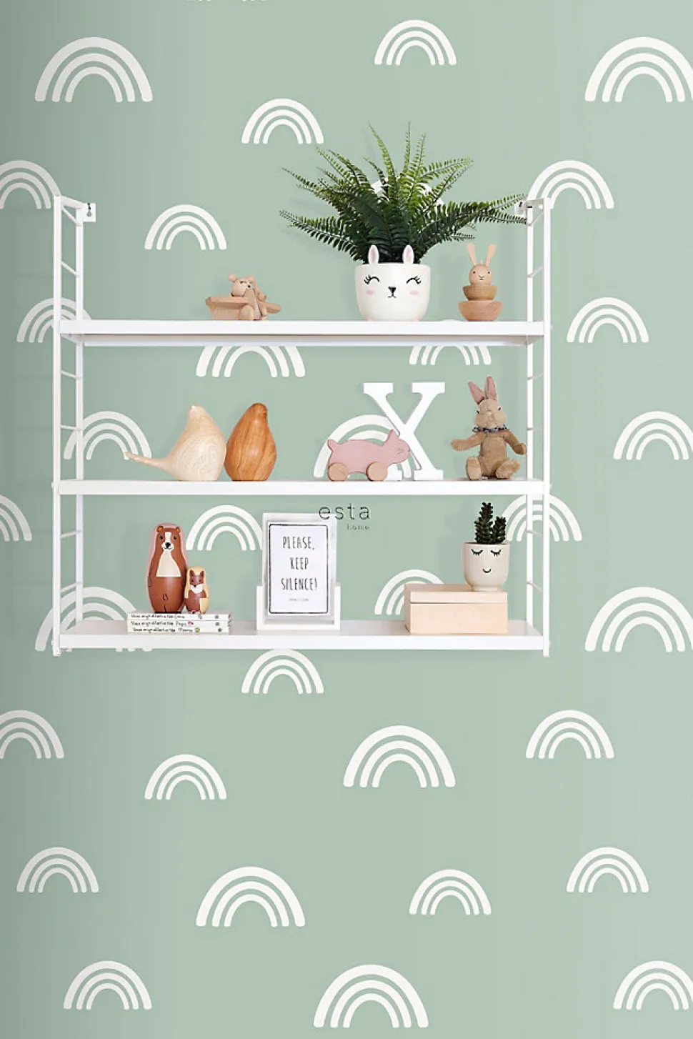 ESTAhome papier peint arcs en ciel vert menthe - 53 cm x 10.05 m - 139439