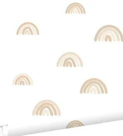 ESTAhome papier peint arcs en ciel beige et blanc - 53 cm x 10.05 m - 139684
