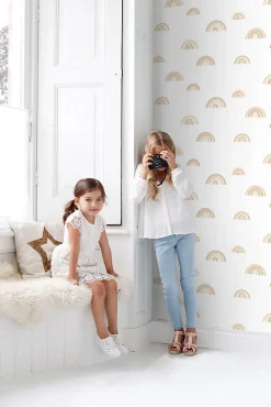 ESTAhome papier peint arcs en ciel beige et blanc - 53 cm x 10.05 m - 139684