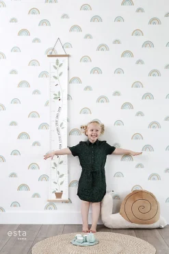 ESTAhome papier peint arcs en ciel vert menthe grisé et bleu gris - 53 cm x 10.05 m - 139254