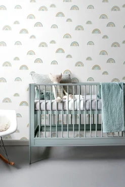ESTAhome papier peint arcs en ciel vert menthe grisé et bleu gris - 53 cm x 10.05 m - 139254