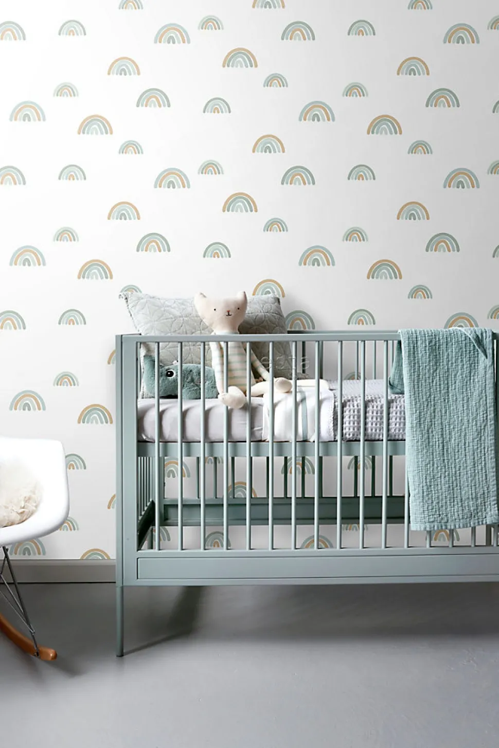 ESTAhome papier peint arcs en ciel vert menthe grisé et bleu gris - 53 cm x 10.05 m - 139254