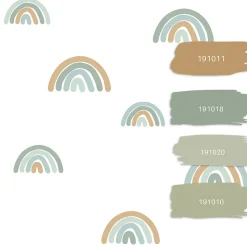 ESTAhome papier peint arcs en ciel vert menthe grisé et bleu gris - 53 cm x 10.05 m - 139254