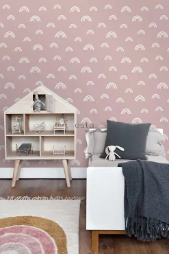 ESTAhome papier peint arcs en ciel vieux rose - 53 cm x 10.05 m - 139437