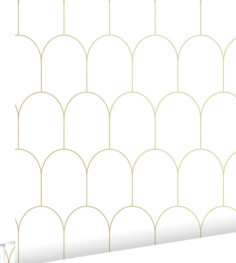 ESTAhome papier peint art déco blanc et or - 53 cm x 10.05 m - 139139