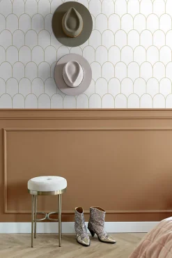 ESTAhome papier peint art déco blanc et or - 53 cm x 10.05 m - 139139