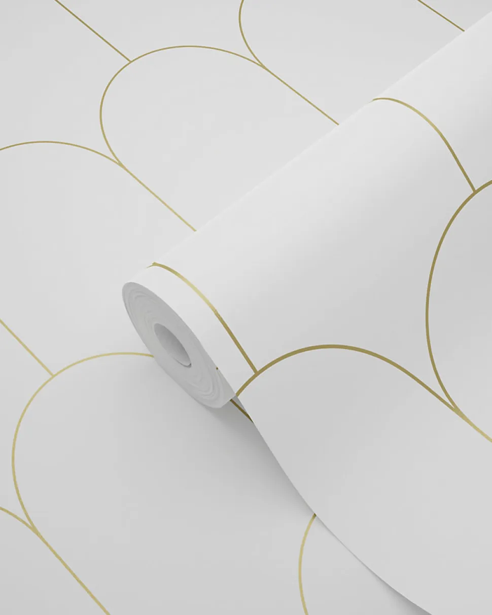 ESTAhome papier peint art déco blanc et or - 53 cm x 10.05 m - 139139