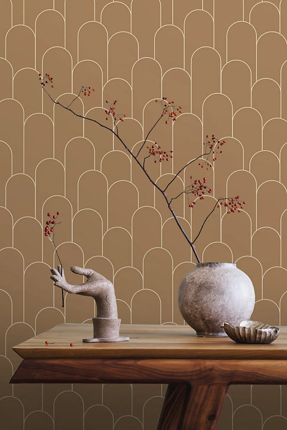 ESTAhome papier peint art déco terracotta - 50 x 900 cm - 139654