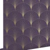ESTAhome papier peint art déco violet foncé et or - 53 cm x 10.05 m - 139577